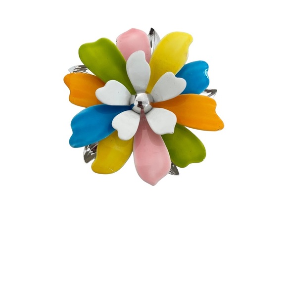 Vintage Signed Sarah Coventry Enamel Floral Flower Brooch Pin MCM retro - Picture 5 of 6